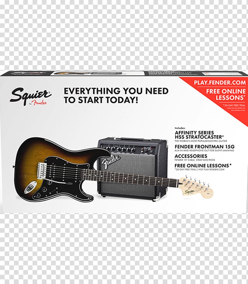 Fender Stratocaster Squier Deluxe Hot Rails Stratocaster Fender Bullet Squier Affinity Series Stratocaster HSS, mad professor transparent background PNG clipart