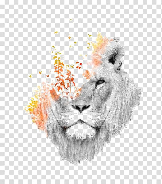 gray lion illustration, Lion Roar Art Canvas print, lion transparent background PNG clipart