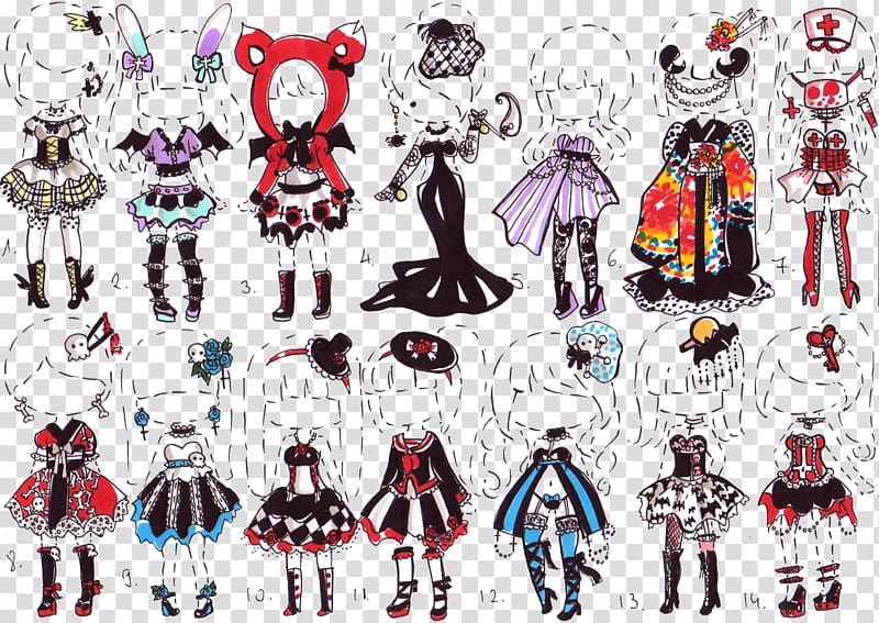 Drawing Goth subculture Clothing , carnival outfits transparent background PNG clipart