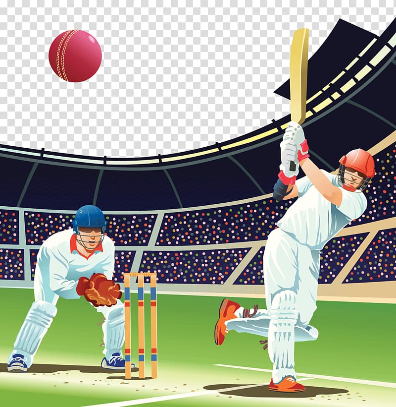 cricket player on field illustration, Cricket Baseball Twenty20 Batting Illustration, Baseball game transparent background PNG clipart