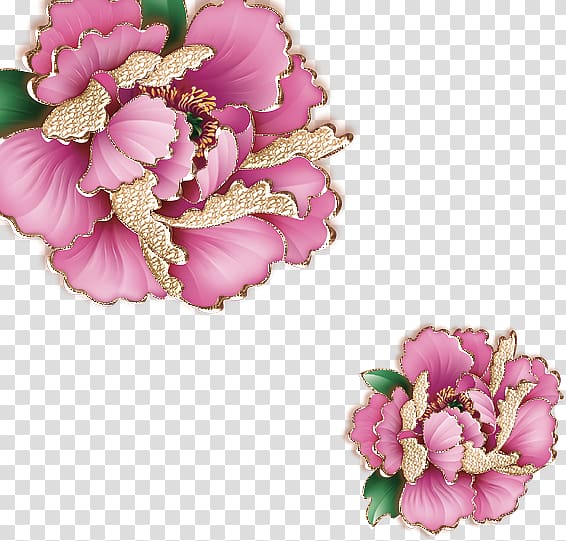 two pink flowers illustration, Floral design Peony Flower, peony transparent background PNG clipart