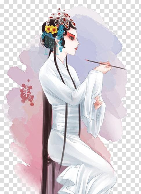 Peking opera Chinese opera Cartoon Illustration, actor transparent background PNG clipart