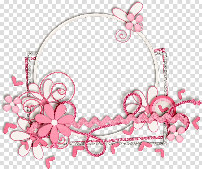 pink flower decorative circular border transparent background PNG clipart