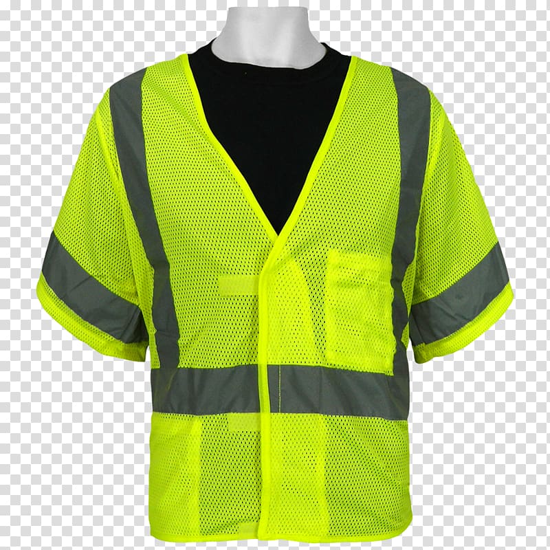 T-shirt High-visibility clothing Sleeve Outerwear Jacket, safety vest transparent background PNG clipart