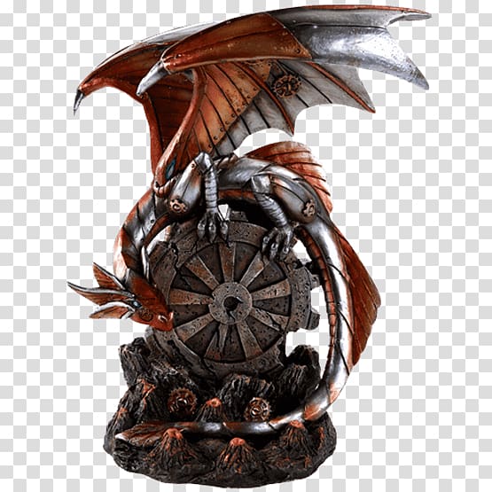 Steampunk Statue Figurine Dragon Fantasy, steampunk gear transparent background PNG clipart