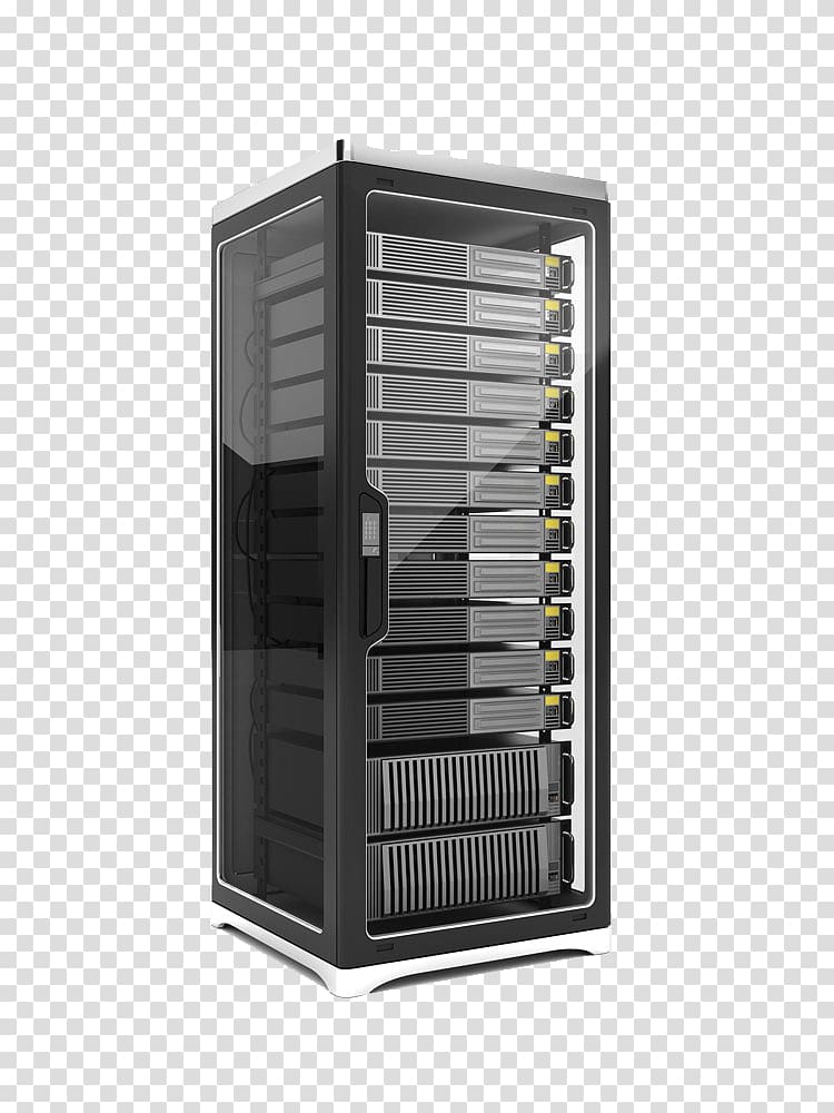 black and gray switch hub cabinet, Server Computer hardware Data center Cloud computing 19-inch rack, server transparent background PNG clipart