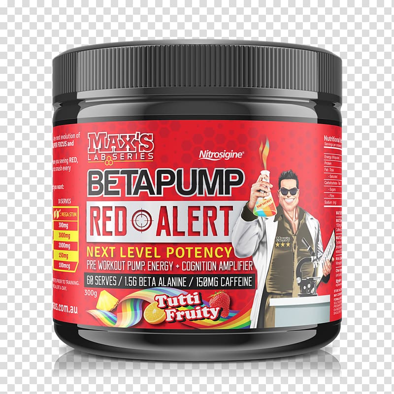 Pre-workout Dietary supplement Pump β-Alanine Cellucor, red alert transparent background PNG clipart
