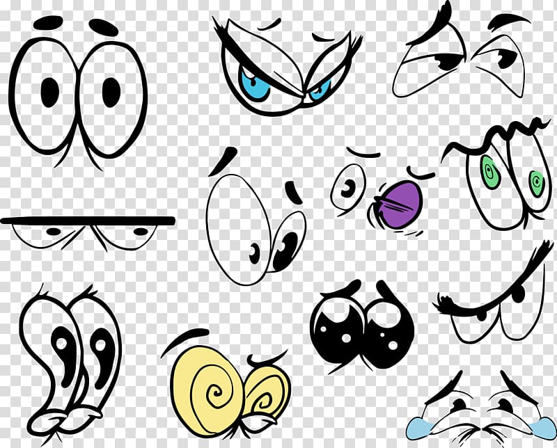Drawing Cartoon Animation Eye, hand painted cartoon eyes transparent background PNG clipart