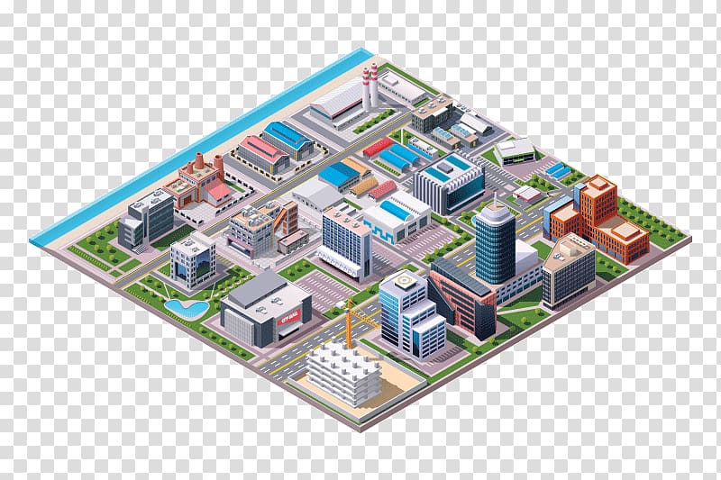 City map Isometric projection, map transparent background PNG clipart