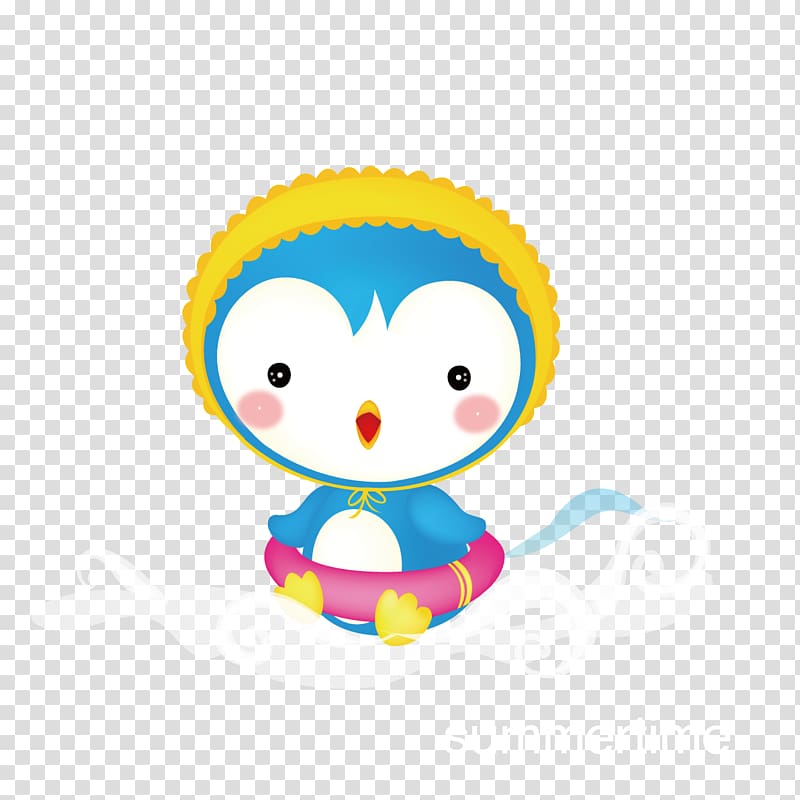 Cartoon Child Illustration, Duck with the spare tire transparent background PNG clipart