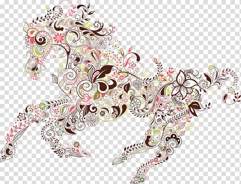 Horse Floral design , horse transparent background PNG clipart