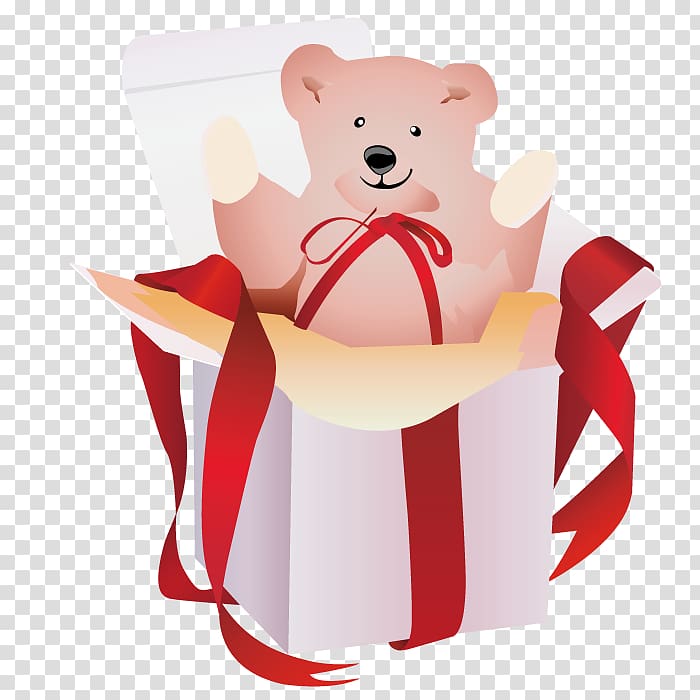 Teddy bear Gift , Bear gift box transparent background PNG clipart