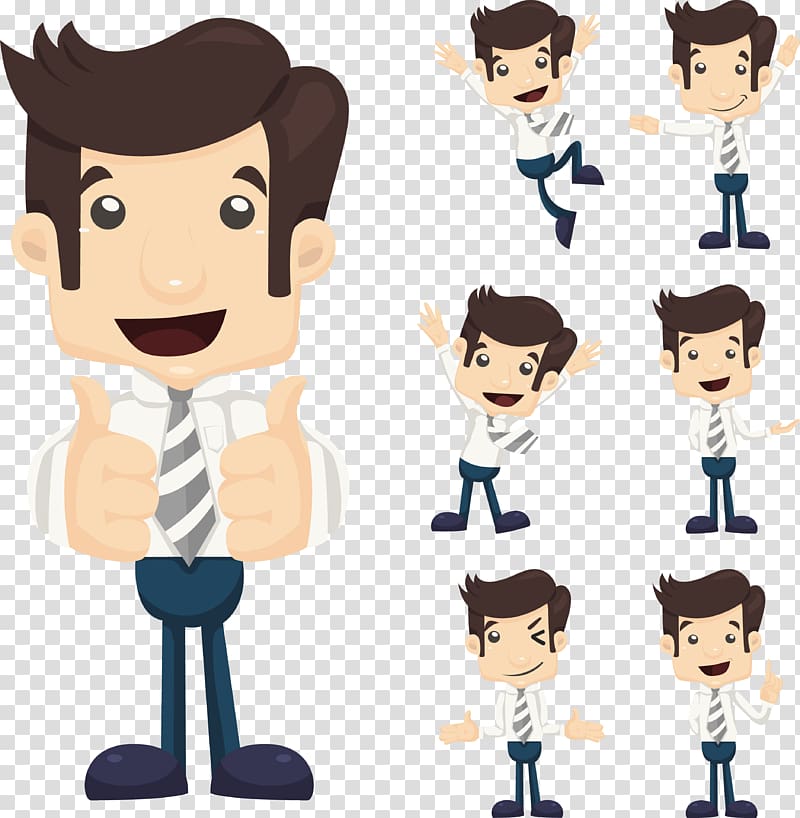 man wearing dress shirt illustration collage, Cartoon , Body language character set. transparent background PNG clipart