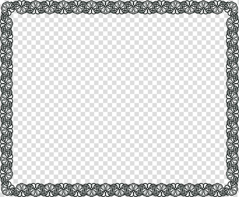 Black and white Chessboard Square Area, Daisy decorated lace edge transparent background PNG clipart