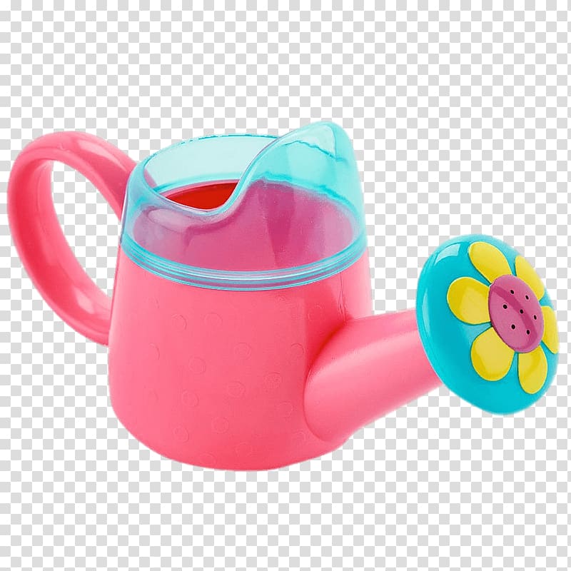 pink and teal watering can toy, Pink Children's Watering Can transparent background PNG clipart