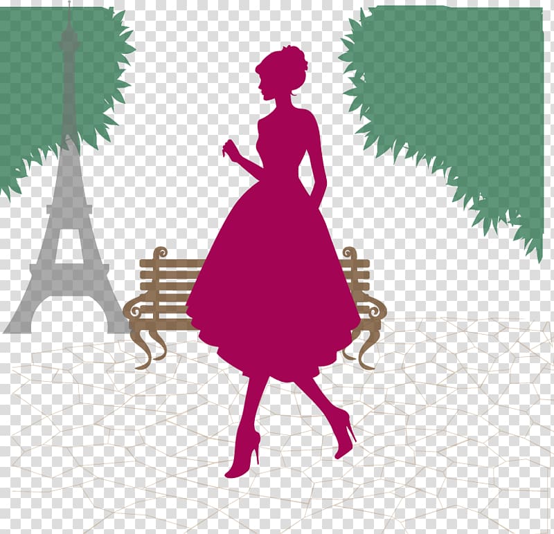 Paris Silhouette, The elegant Paris woman silhouette transparent background PNG clipart