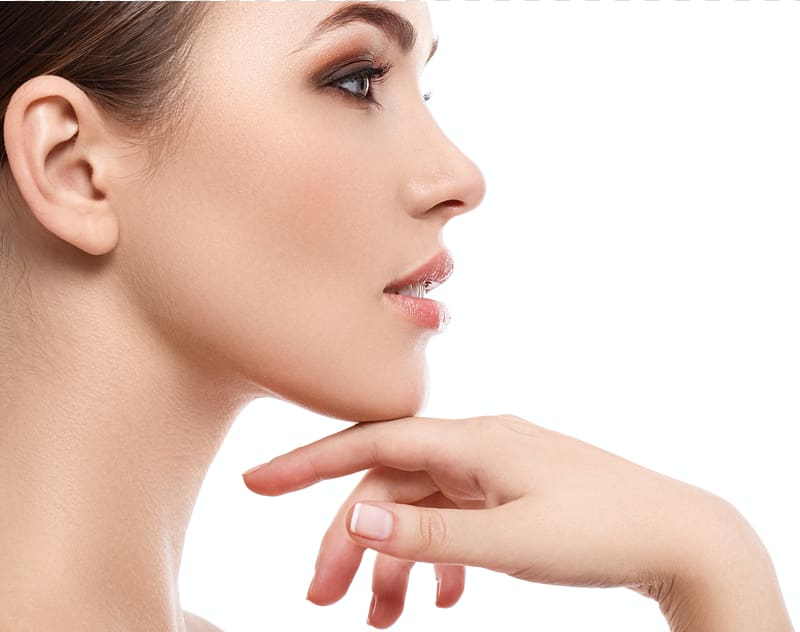 Woman resting her chin on right hand, Face Beauty Rhytidectomy Facial