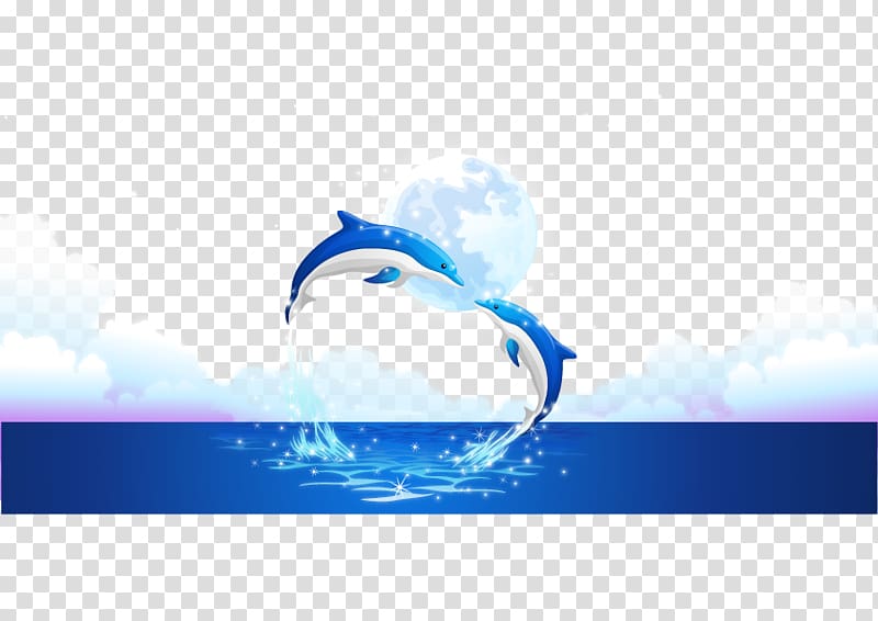 Cartoon Illustration, Dolphin Kiss transparent background PNG clipart