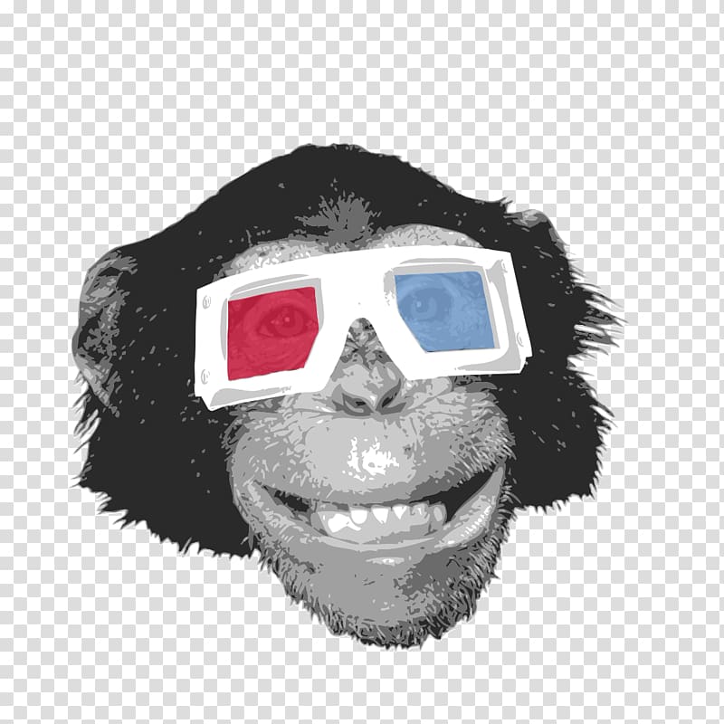 Glasses Orangutan Chimpanzee Monkey Ape, Gorilla with eye transparent background PNG clipart
