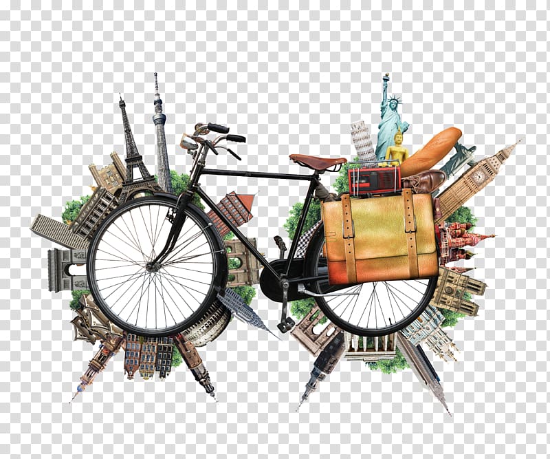 Eiffel Tower World Architecture Tourist attraction Landmark, Creative Bike transparent background PNG clipart