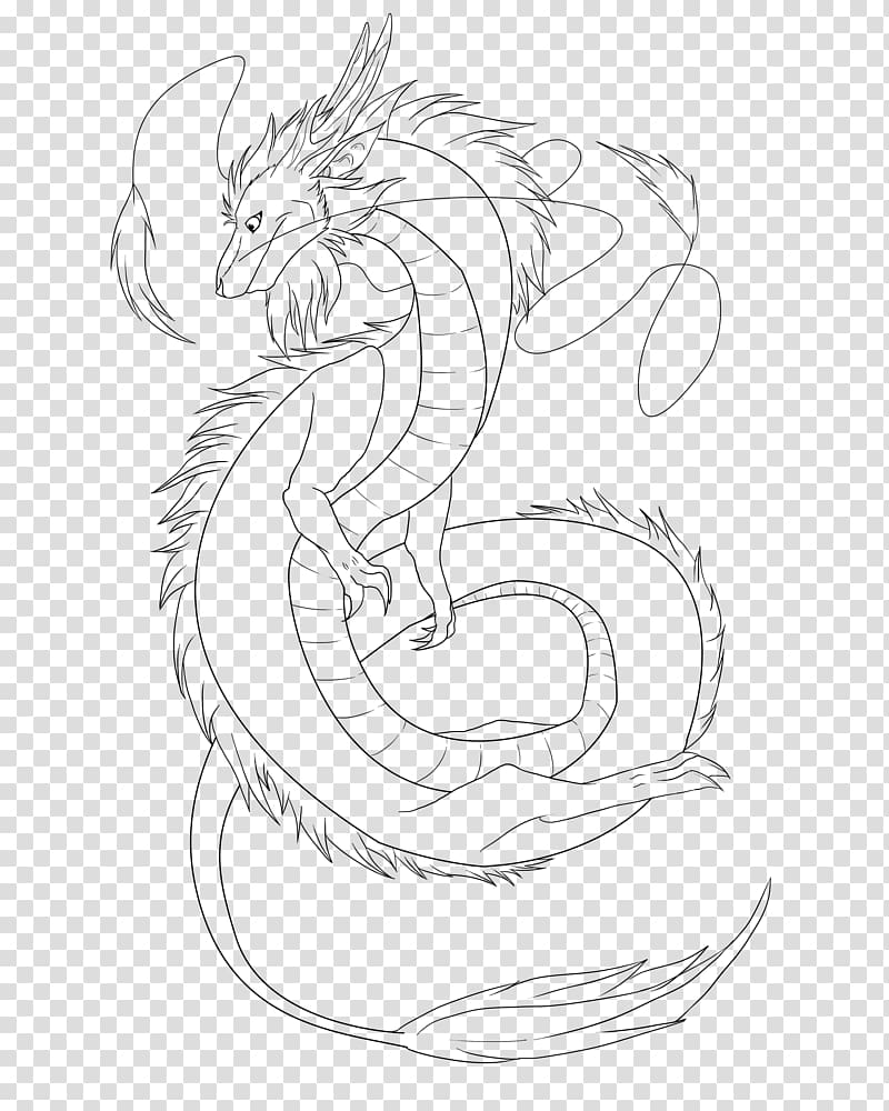 Line art Chinese dragon Drawing China, Chinese dragon transparent background PNG clipart