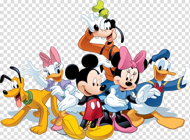 Mickey Mouse, Minnie Mouse, Donald Duck, Daisy Duck, Pluto and Goofy illustration, Mickey Mouse Minnie Mouse Daisy Duck The Walt Disney Company, mickey transparent background PNG clipart