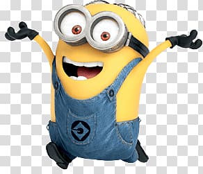 Minions character with two eyes raising hands, Minion Happy transparent background PNG clipart