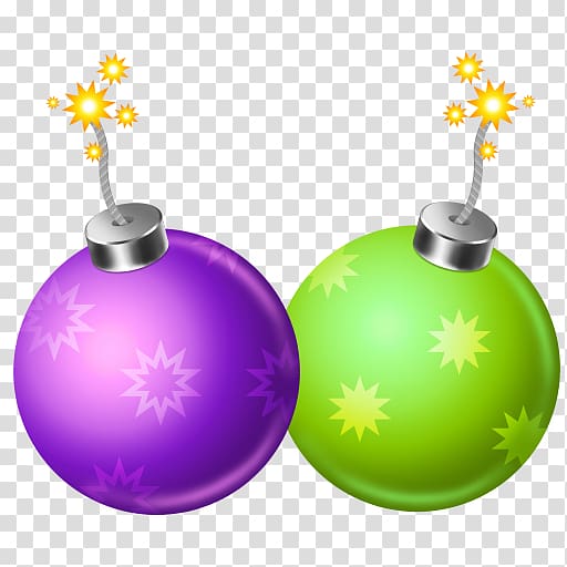 two baubles, sphere christmas ornament christmas decoration, Firecracker 2 transparent background PNG clipart