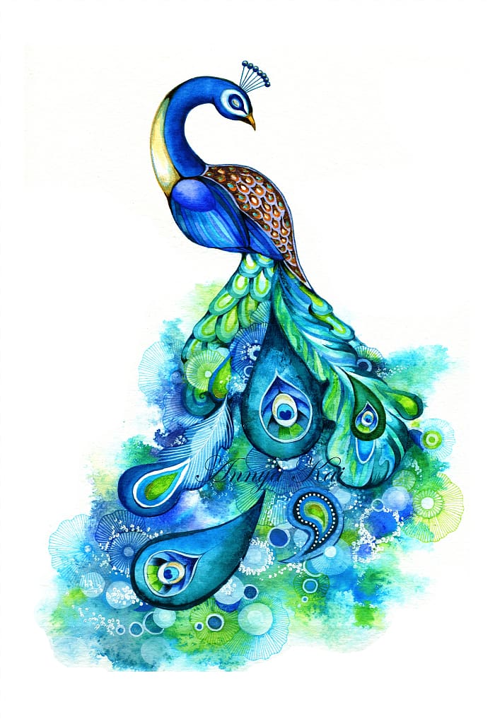 Watercolor painting Peafowl Abstract art, Peacock Art transparent background PNG clipart
