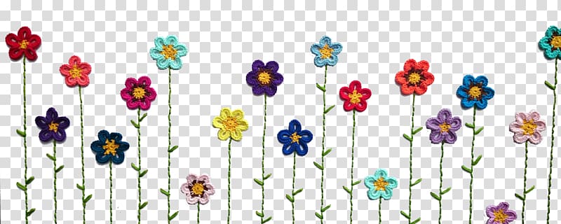 Crochet Painting Canvas print Art, boho flowers transparent background PNG clipart