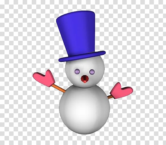 Snowman 3D modeling 3D computer graphics Autodesk 3ds Max, White and blue hat Snowman transparent background PNG clipart