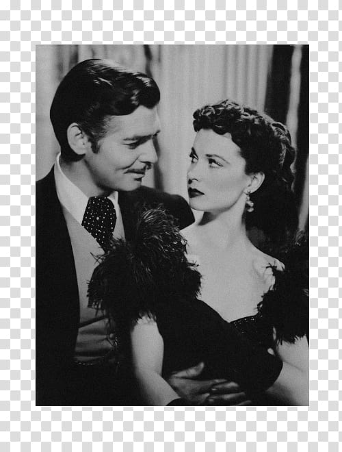 Vivien Leigh Clark Gable Gone with the Wind Scarlett O'Hara Black and white, actor transparent background PNG clipart