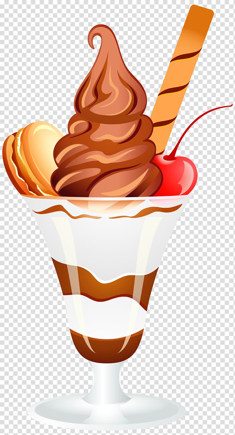 frappe illustration, Chocolate ice cream Sundae Parfait, Chocolate Ice Cream Sundae transparent background PNG clipart