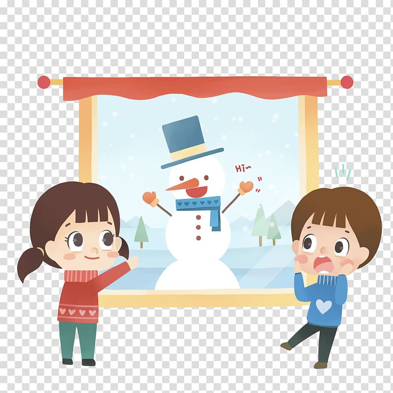 Cartoon Snow Illustration, The snow outside the window transparent background PNG clipart
