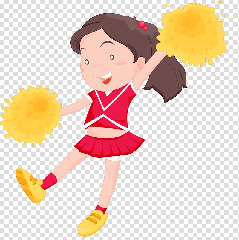 Cheerleading Cartoon Illustration, Cheerleader girl transparent background PNG clipart