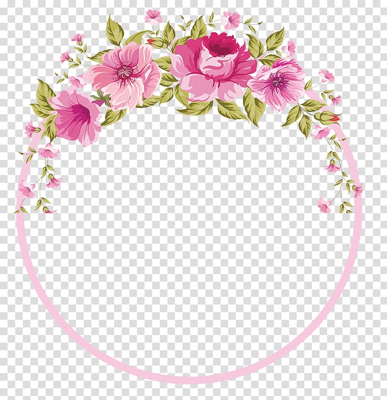 Flower , Flowers Border, pink and green flowers border transparent background PNG clipart