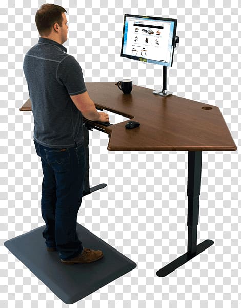 Standing desk Office Table, corner office table transparent background PNG clipart