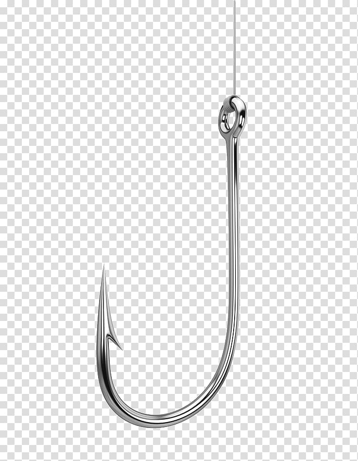 Gray fishing hook , Fish hook Fishing Hookset Illustration, Single hook  hook transparent background PNG clipart