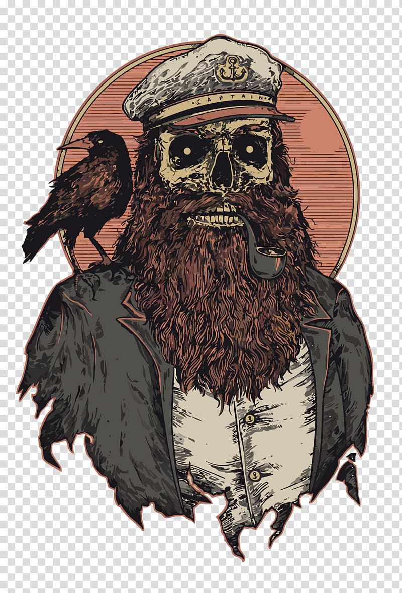 pirate skeleton illustration, T-shirt Skull Drawing Art Illustration, Devil Captain transparent background PNG clipart