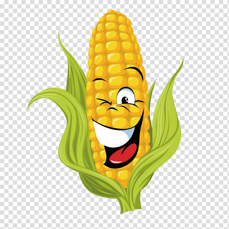 corn cob with face , Corn on the cob Maize Sweet corn , Cartoon corn transparent background PNG clipart