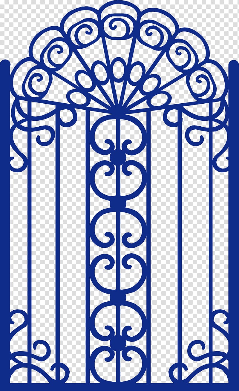 Cartoon, Blue iron gate transparent background PNG clipart