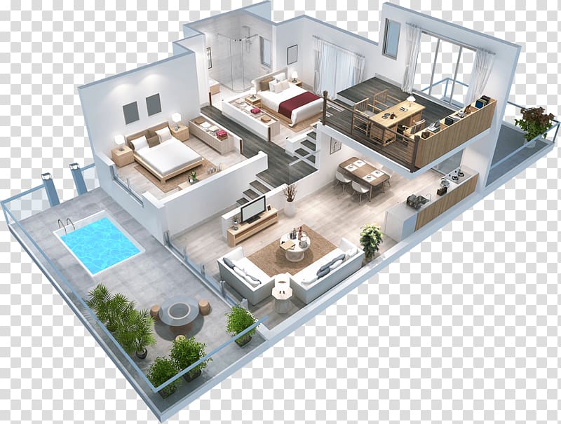Isometric projection 3D floor plan , Home Automation transparent background PNG clipart