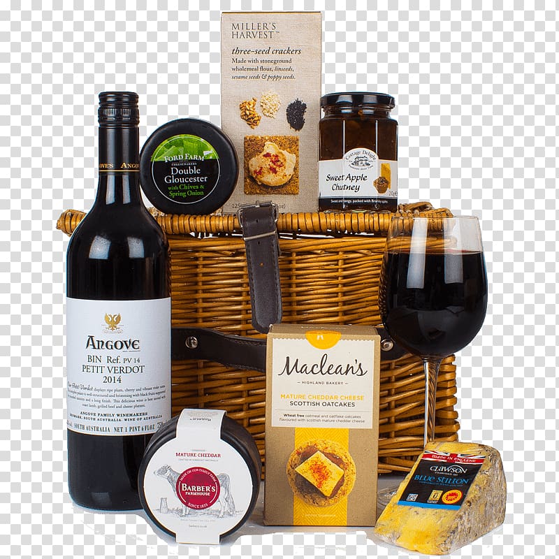 Liqueur Hamper Wine Food Gift Baskets Glass bottle, wine transparent background PNG clipart