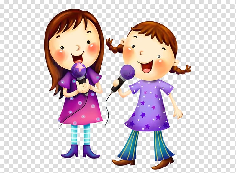 two girls singing , Cartoon Childrens song YouTube , Singing child transparent background PNG clipart