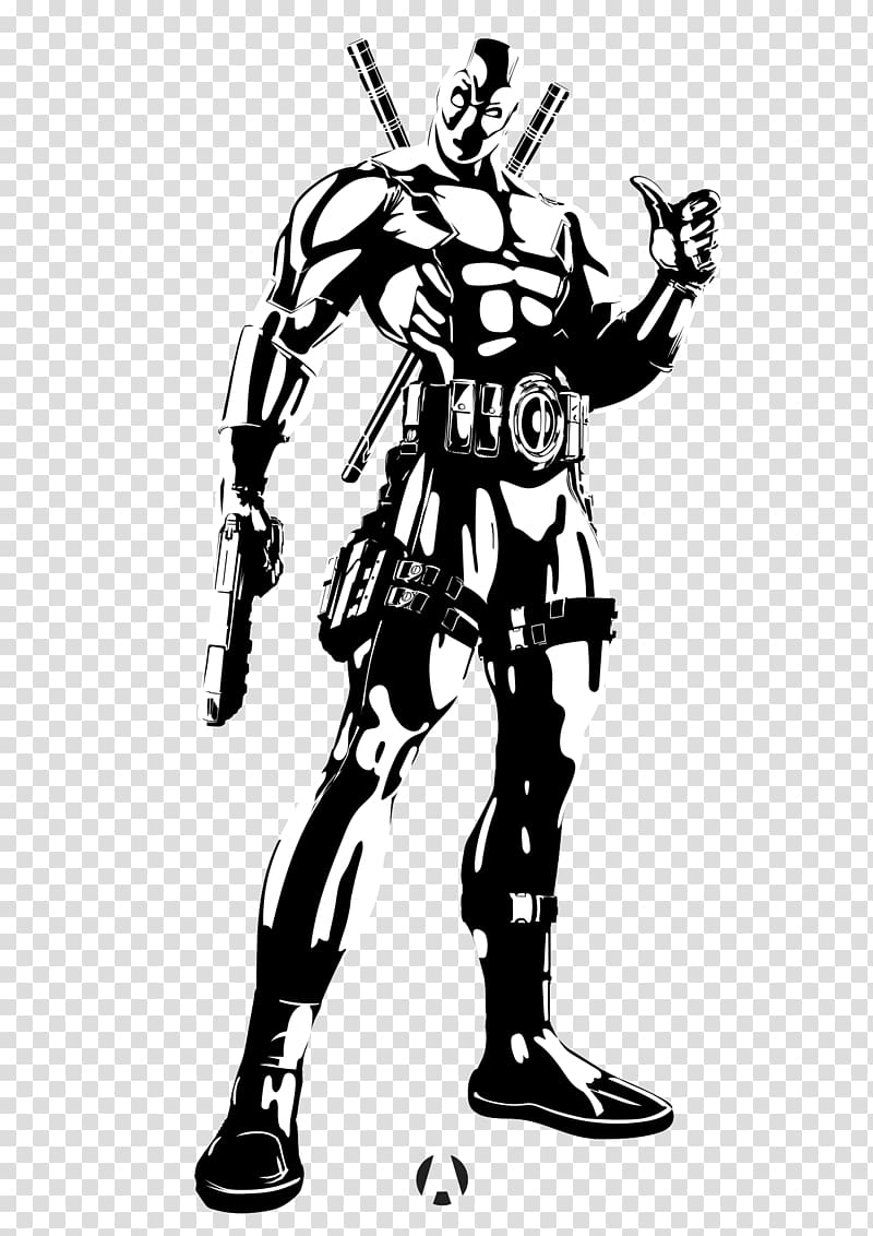 Drawing Monochrome Costume, deadpool transparent background PNG clipart