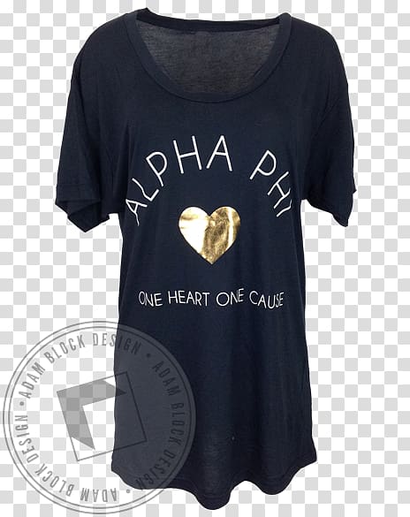 T-shirt Alpha Phi Sorority recruitment Clothing, single Heart transparent background PNG clipart