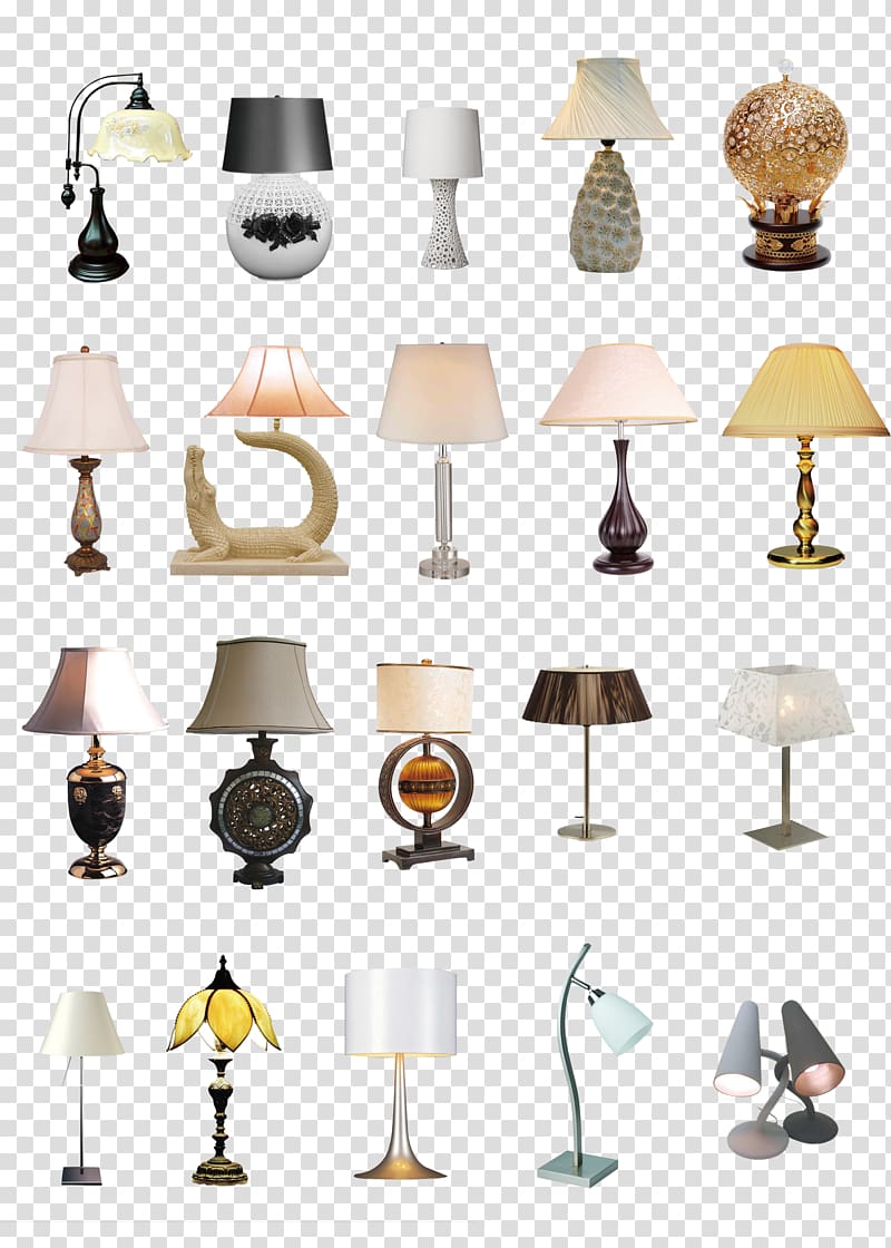 assorted-color table lamp lot , Table Lampe de bureau Light fixture, table lamp transparent background PNG clipart