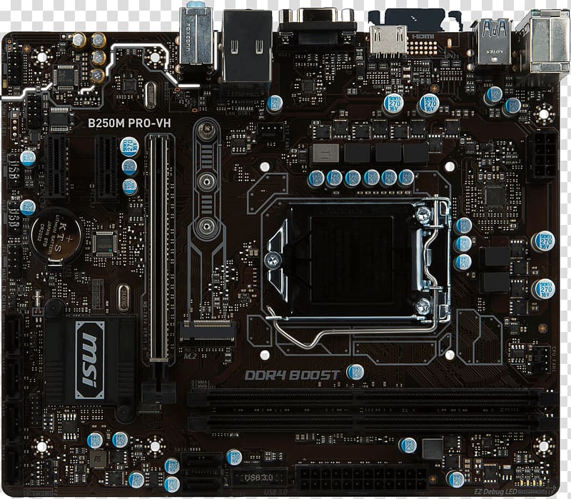 Kaby Lake MSI LGA 1151 Motherboard DDR4 SDRAM, motherboard transparent background PNG clipart