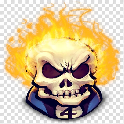skull with flame illustration, bone skull yellow illustration, Comics Johnny Blaze transparent background PNG clipart