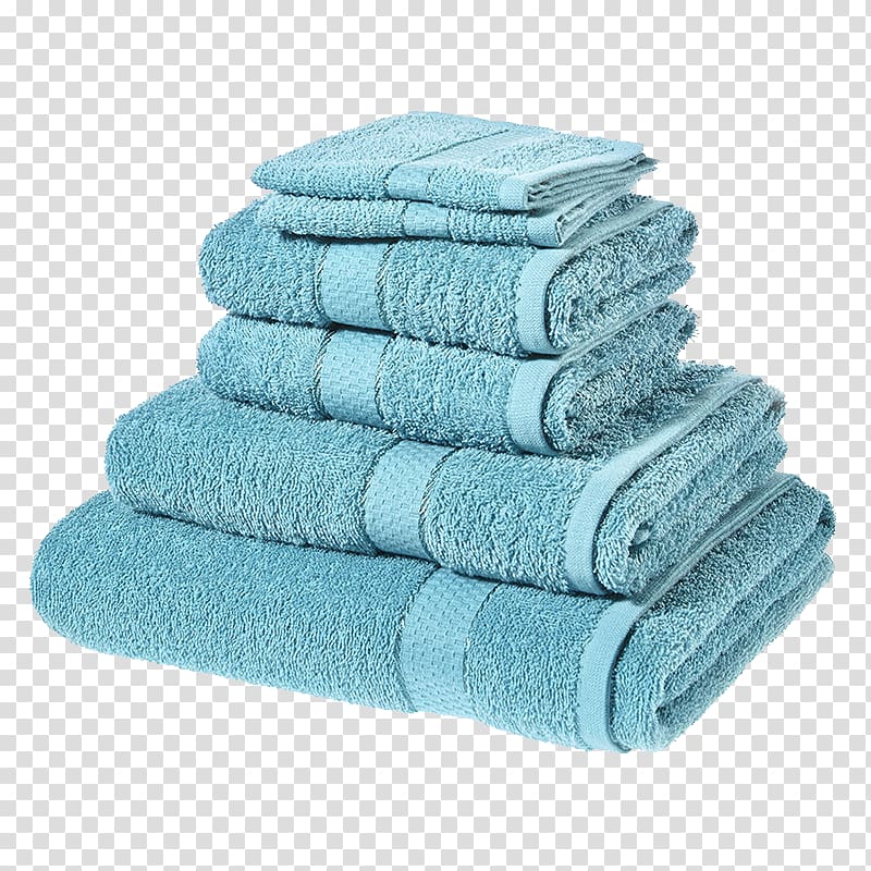 stacked blue towels, Towel Textile Bathroom Linens Bed Sheets, beach towel transparent background PNG clipart